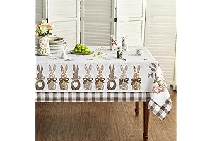 Horaldaily Easter Fabric Tablecloth - 60x84 Inch Festive Carrot Bunny Table Cover