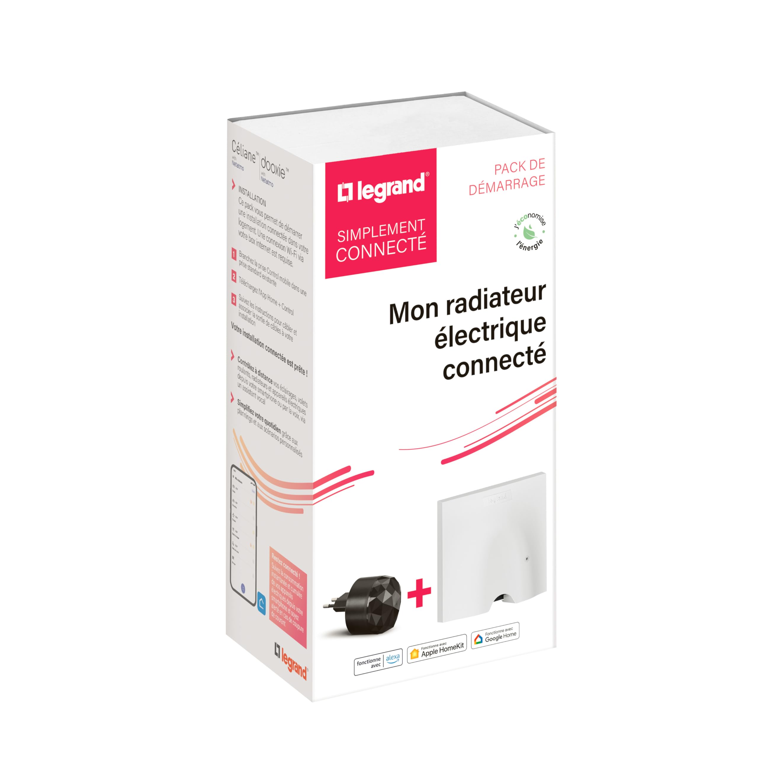 LEGRAND – Pack de arranque para calefacción eléctrica conectada Céliane with Netatmo – 1 salida de cable conectado + 1 pasarela de conexión – blanco esmaltado