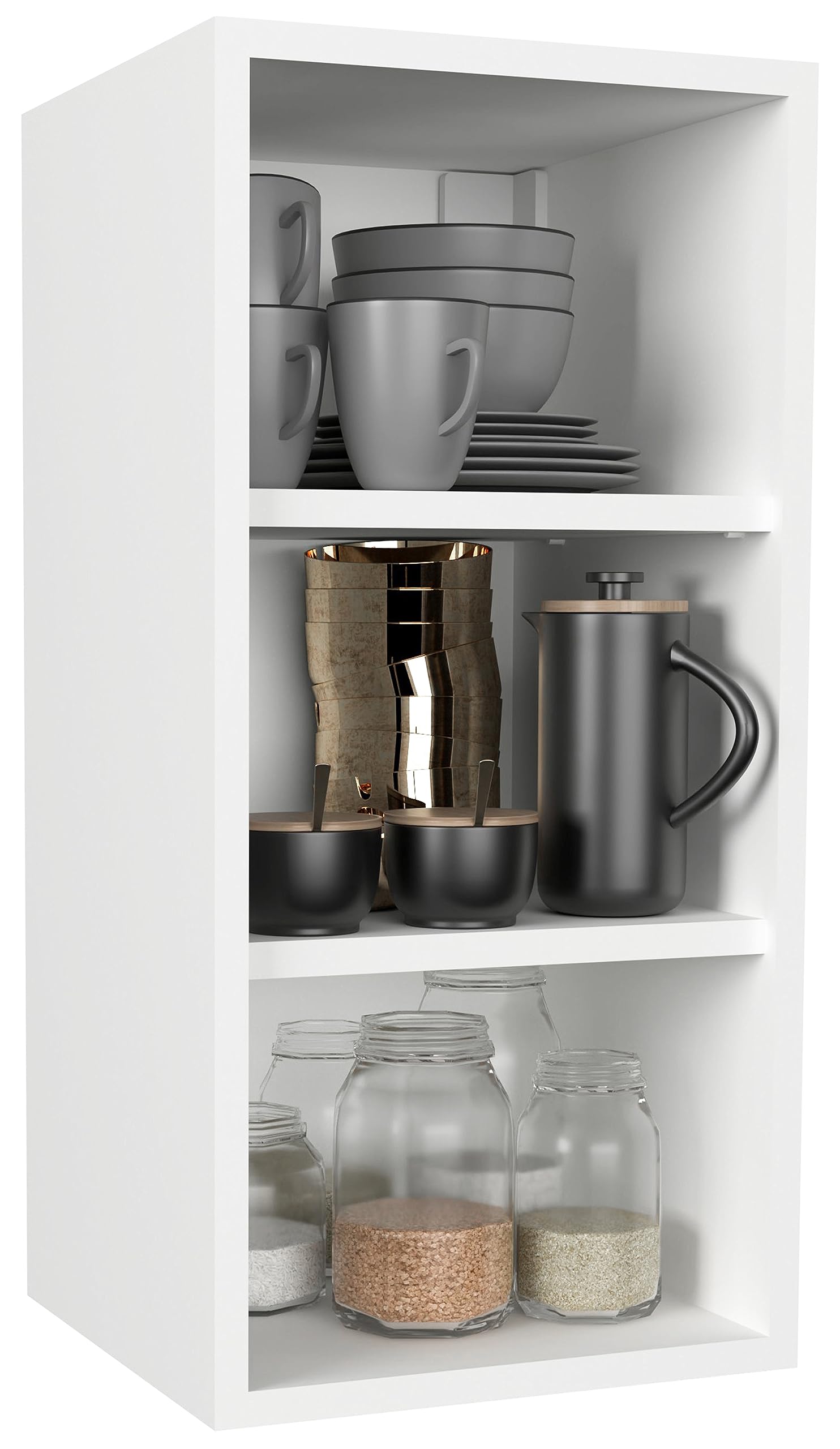 VCM meuble haut rangement, placard mural, armoire suspendue, meuble cuisine mural Blanc