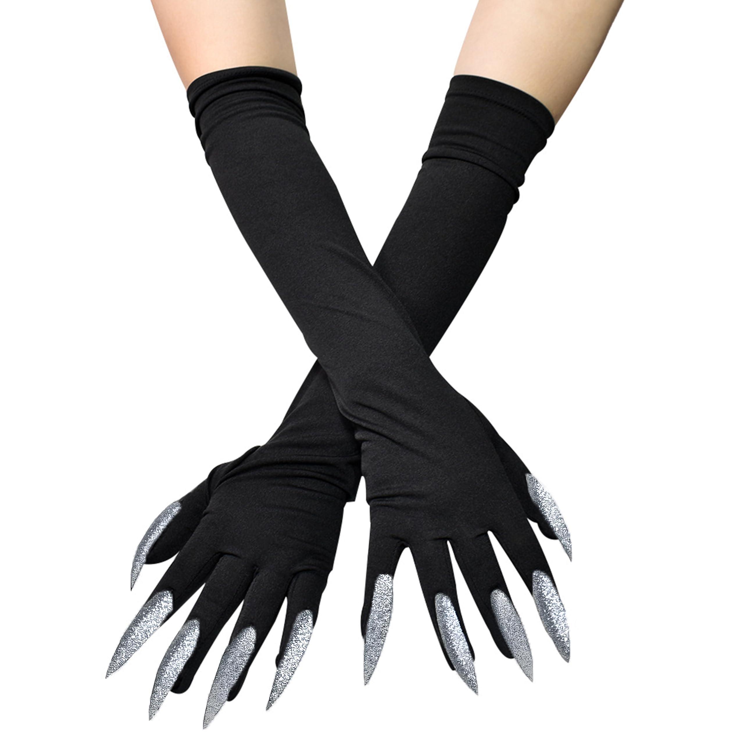 Halloween Animal Claw Gloves with Long Nails Werewolf Wolf Fox Cat Dinosaur Paw Fingernails Gloves Ghost Devil Witch Mittens Halloween Carnival Cosplay Party Fancy Dress Handwear for Adults