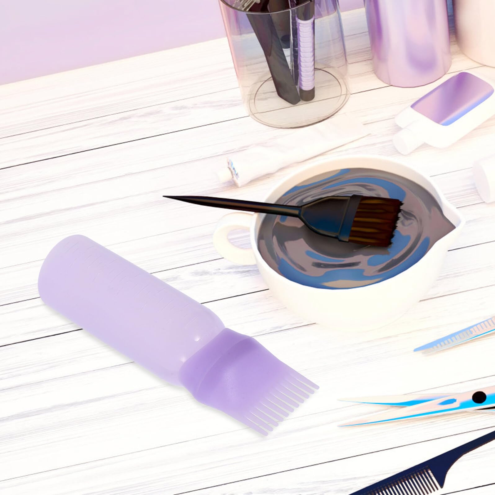 3 Stück Haarfärbeflasche mit Applikatorkamm Graduierte Messanzeige Gleichmäßige Farbabgabe Praktische Anwendung für Haarfärbung Professionelle Wurzelhaarfarbe Vielseitig