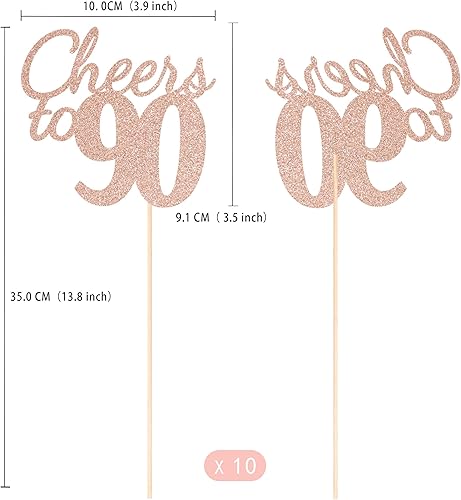 Miniatura 167 de Gexolenu Cheers to 40, paquete de 10 centros de mesa de cumpleaños de 40 cumpleaños con purpurina de color oro rosa de doble cara para mesas