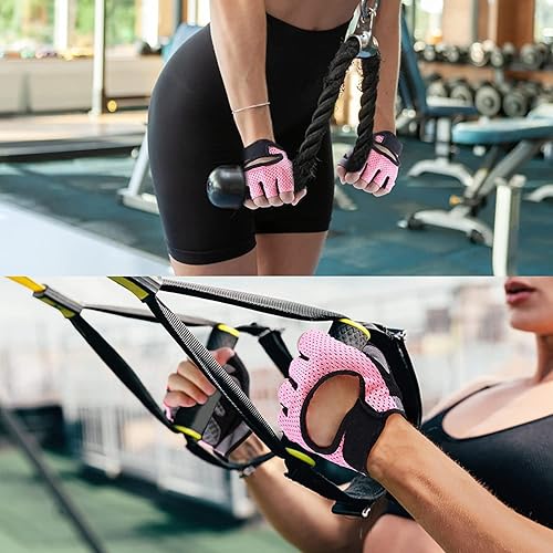 Miniatura 7 de Weight Lifting Gloves for Men Women Gym Half-Finger Glove with Anti Slip Palm Hand Protection for Workout Training, Fitness, Hanging, Pull up,