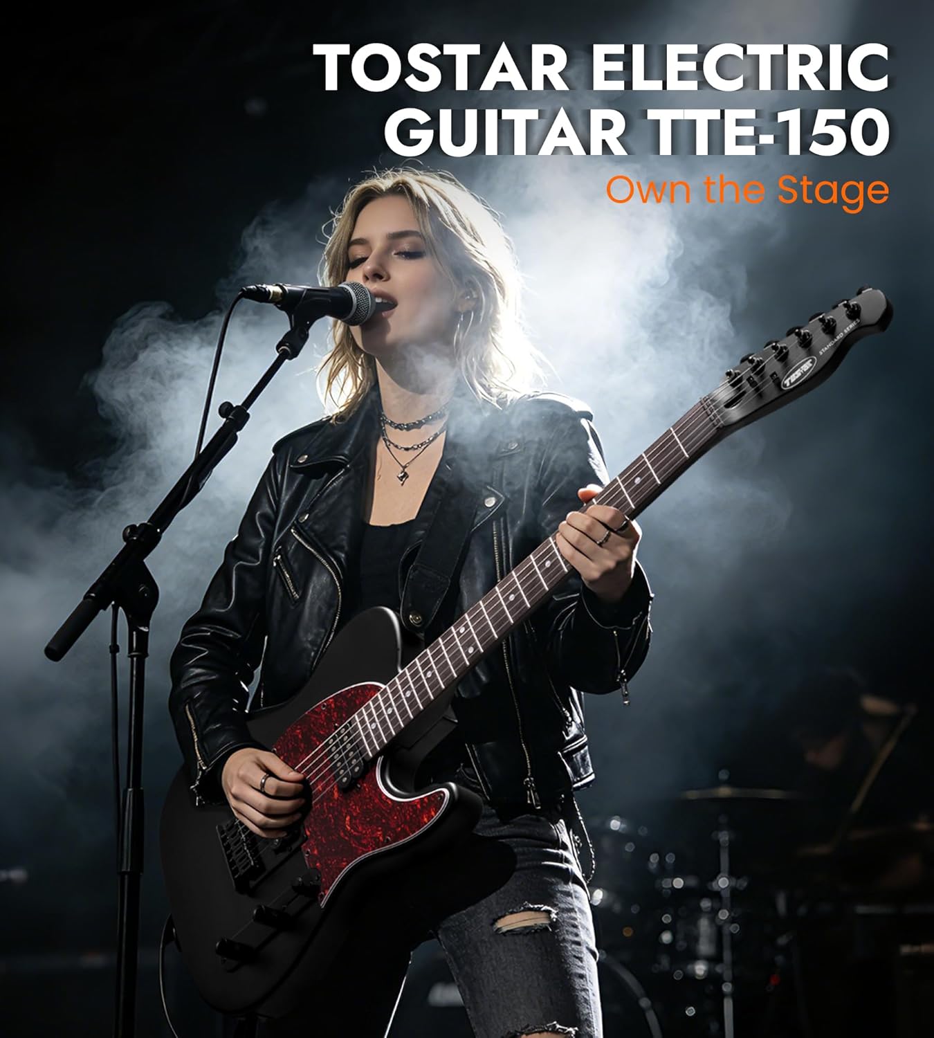 Tostar Electric Guitar: HH Humbuckers, Fixed Hardtail Bridge & Smoked Matte Finish, 3-Way Switch, 39" Solid Body Electric Guitar for Intermediate Players, Guitarra Eléctrica, Black-HH, Standard Series