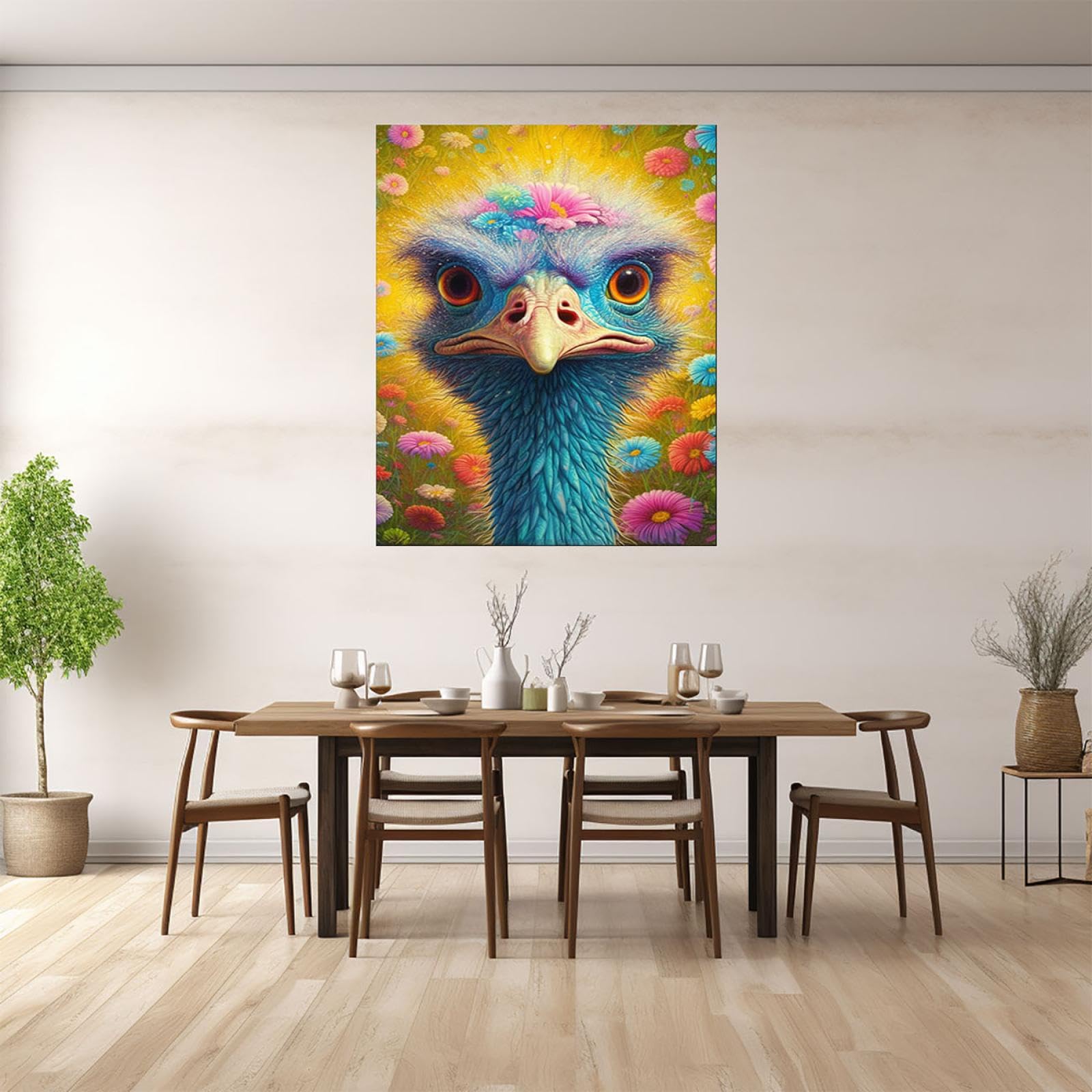 Amazon.co.jp: 動物 はじめての絵画 キャンバス,カラフルなダチョウ