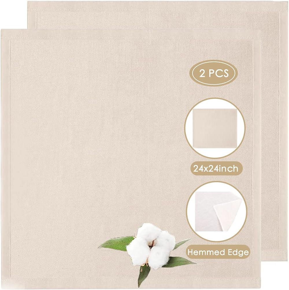 Cheesecloth for Straining Reusable, 2 Pieces 100% Unbleached Hemmed Muslin Cloths Pure Cotton Cheese Cloths or Butter, Cooking, Milk Strainer, Halloween Decorations (60X60cm)