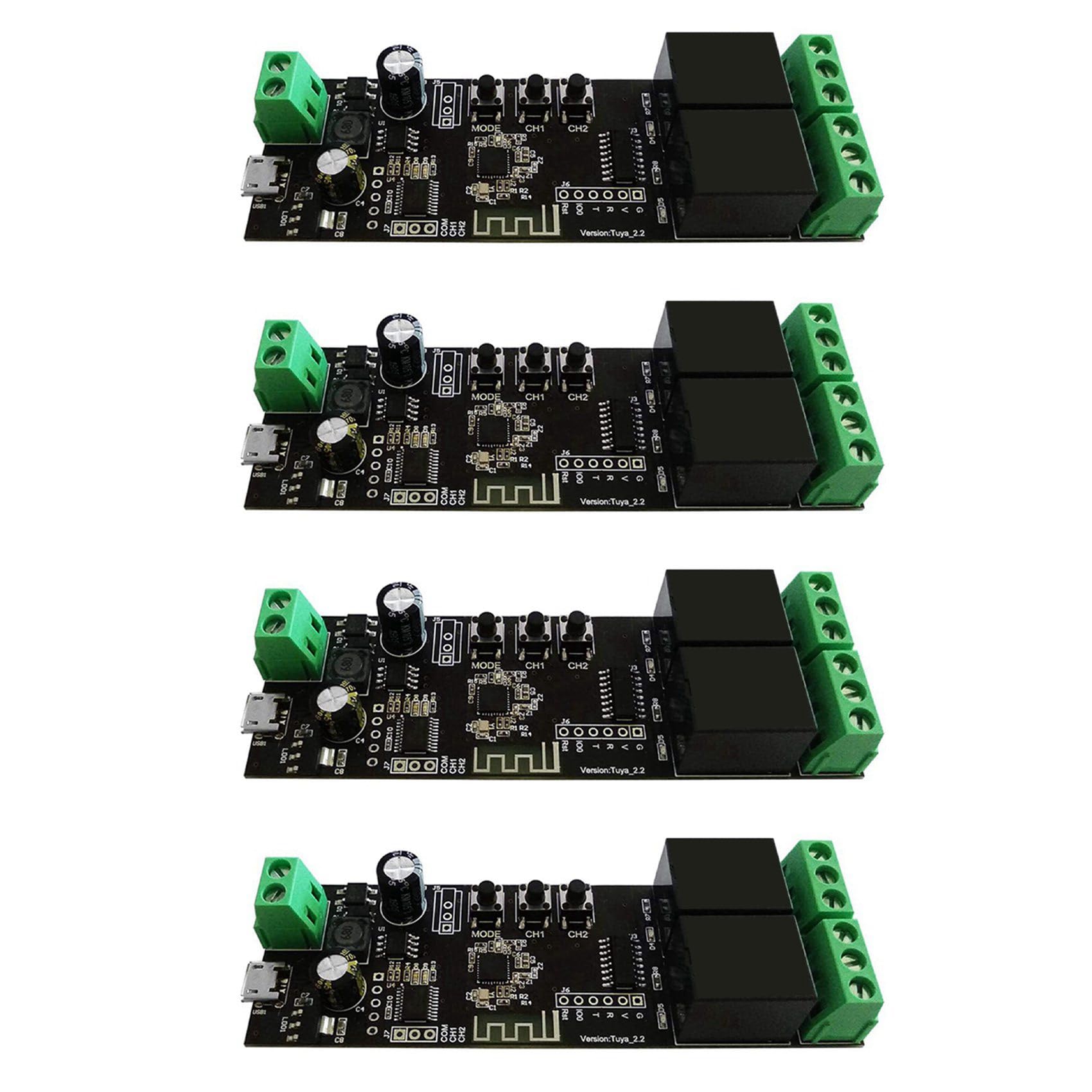 4X Module de Commutateur à Verrouillage Automatique de Relais à Impulsion MomentanéE WiFi 2 Canaux Module de Relais WiFi de Vie Intelligente/Tuya APP Contrôle WiFi