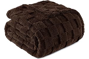 Exclusivo Mezcla Fleece Throw Blanket for Couch, Soft 3D Checkered Jacquard Bed Blanket