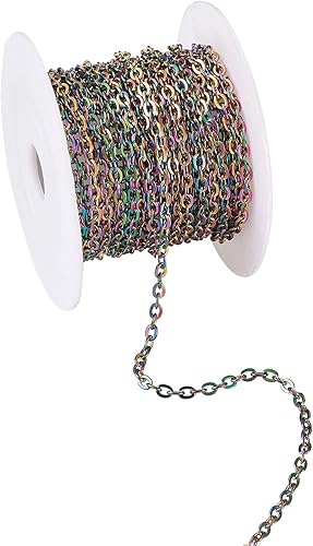 Vista 71 de Mega Pet Cadena de acero inoxidable de 16.4 pies/16.4 ft, color metálico, cadena de eslabones cubanos sin soldar, cadenas de cable facetado, cadena