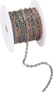 16.4 Feets 304 Stainless Steel Cable Chains Colorful Unwelded Twisted Cable Necklace Chain Link with Spool 4x3x0.7mm for DIY Bracelet Necklace Jewelry Crafts Making …