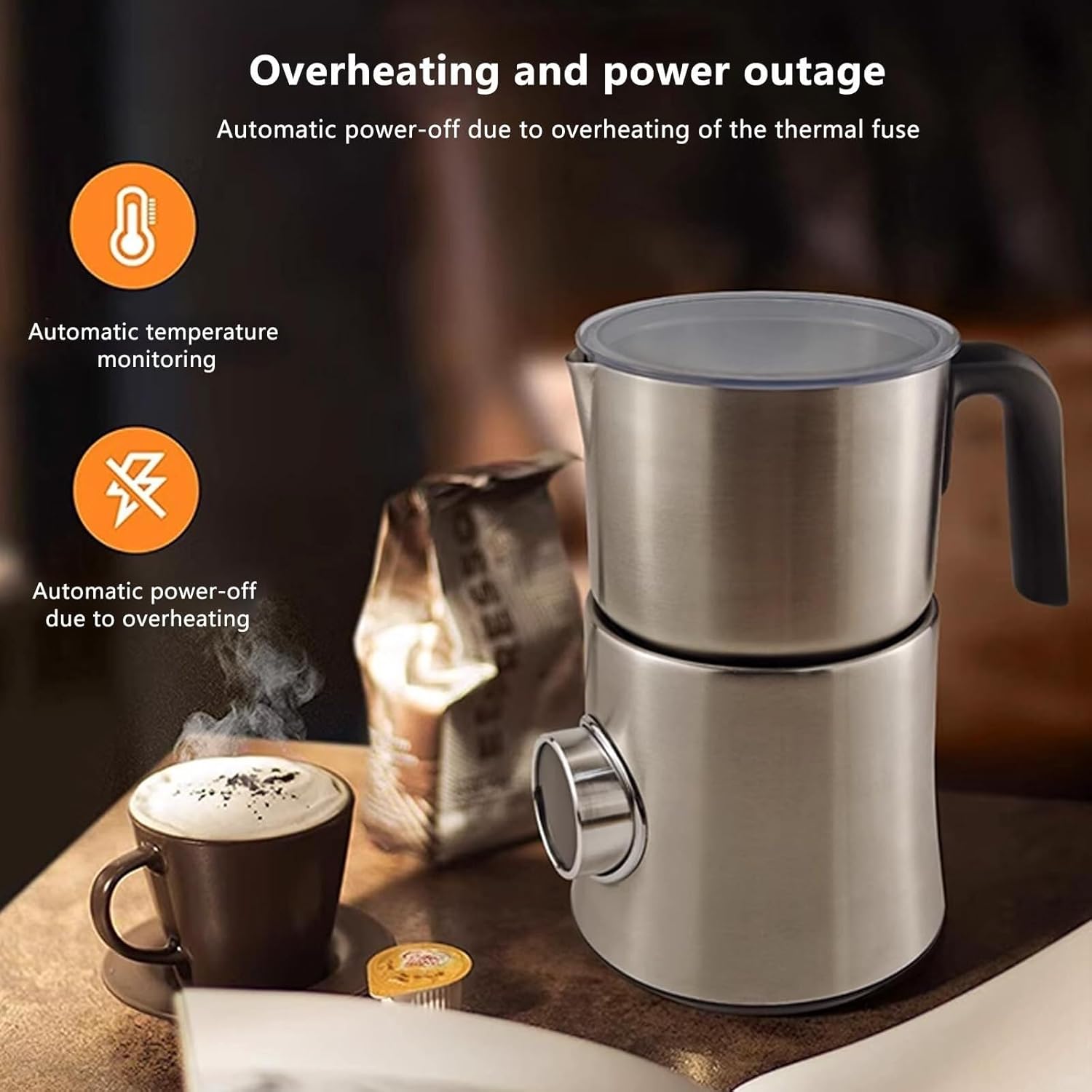 Full-Automatic Steam Boiling Water Frothing Machine,4 in 1 Milk Steamer,900ml Steam Milk Frother Machine，Hot and Cold Foam Maker and Milk Warmer for Latte, Cappuccinos, Macchiato