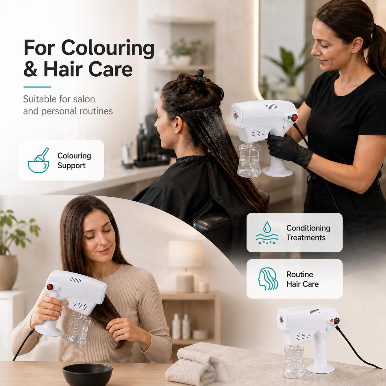 Portable multi purpose nano steam hair care wet spray hairdressing wet steam jet steam machine hairdressing hair dyeing tools for families, barber shops