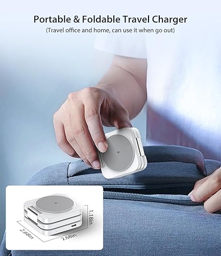 Miniatura 6 de Cargador inalámbrico magnético, estación de carga inalámbrica plegable 3 en 1, soporte de cargador inalámbrico rápido para iPhone 15 14 13 12 Pro