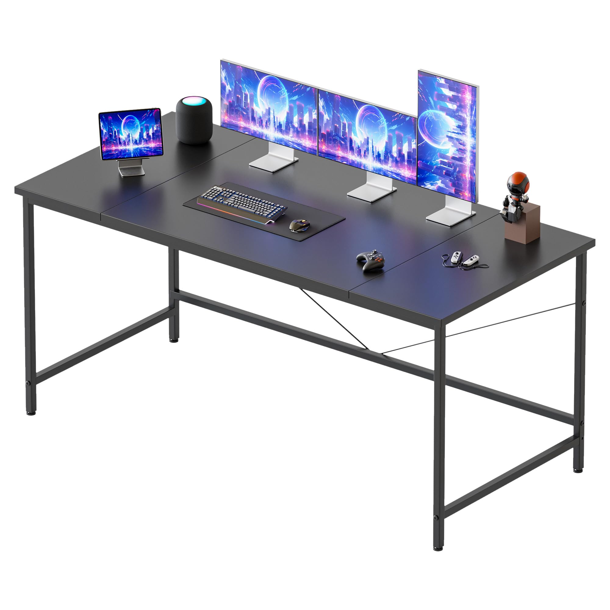 Mericonia 140x50 cm Computer Desk, Gaming Desk for Small Spaces, Modern Simple Style Desk for Home Office, Study Student Writing Desk, Black â image 1