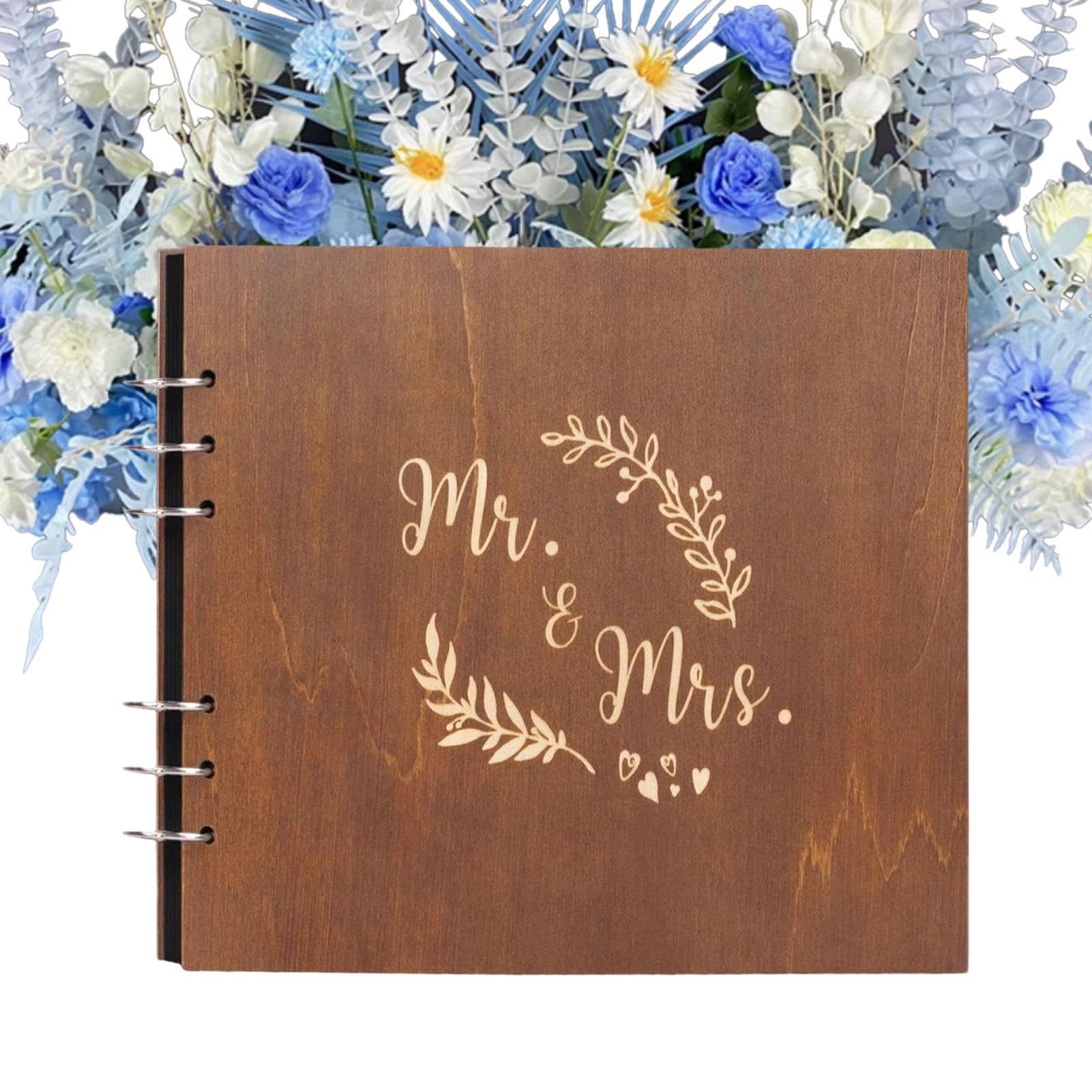 Libro De Firmas Para Bodas Encuadernación En Cubierta De Madera Libro De