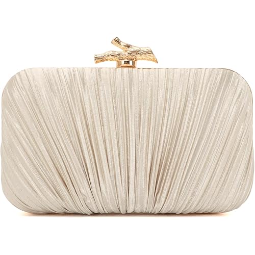 Freie Liebe Clutch Purses for Women Evening Bag Pleated Clutch Bag with Chain for Wedding Party