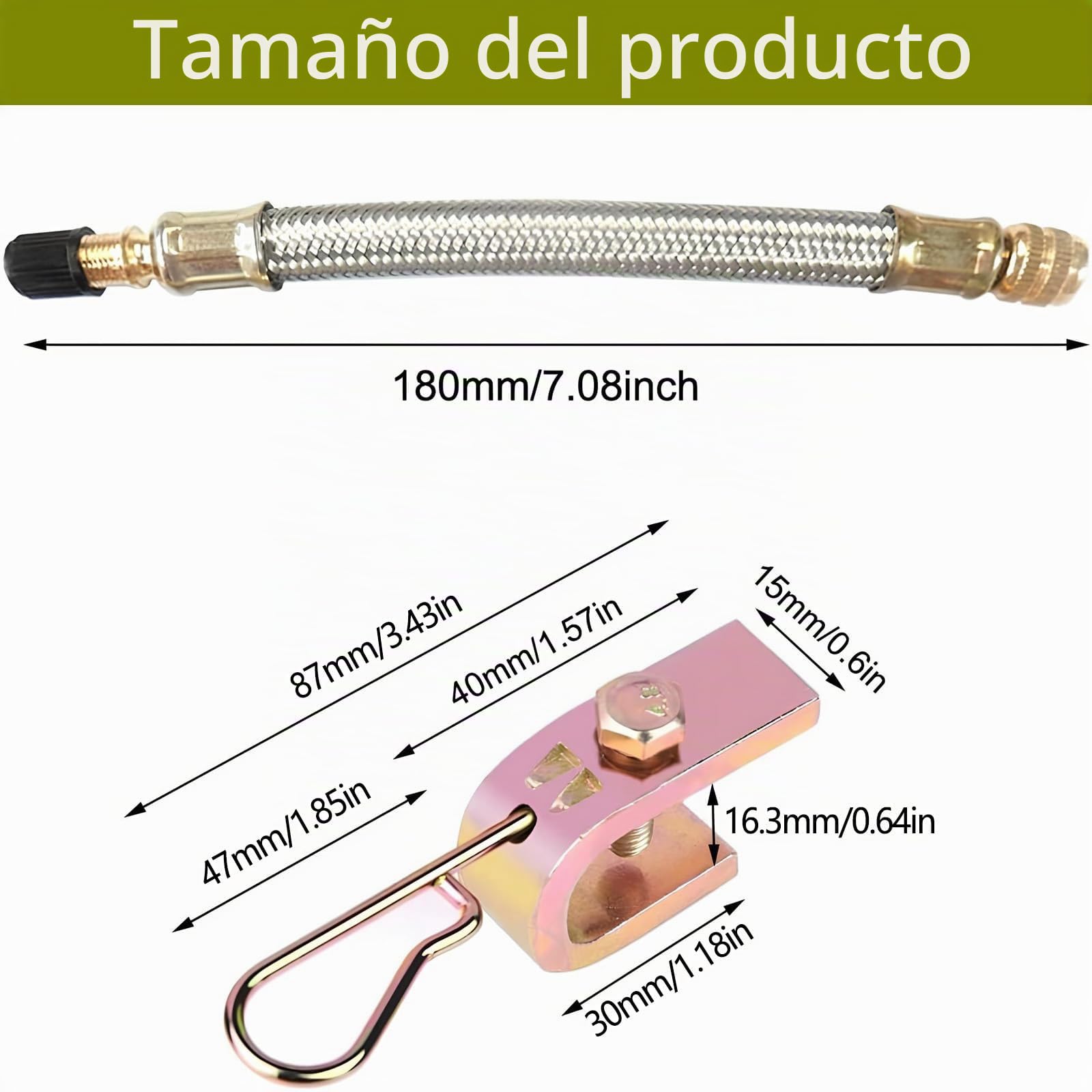 4 Piezas Extensión de Válvula, Extensión de Válvula de Neumático, Prolongador de Válvula, Extensión de Válvula para Automóviles con 2 Abrazaderas para Camiones, Autobuses, Autocaravanas, Remolques