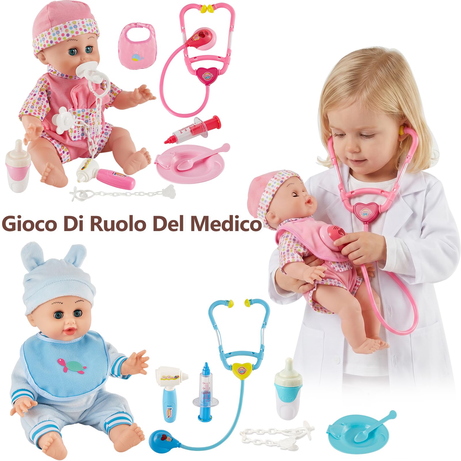HERSITY Bambola Interattiva Parlante con 12 Sonore, Dottore Gioco Bambini
