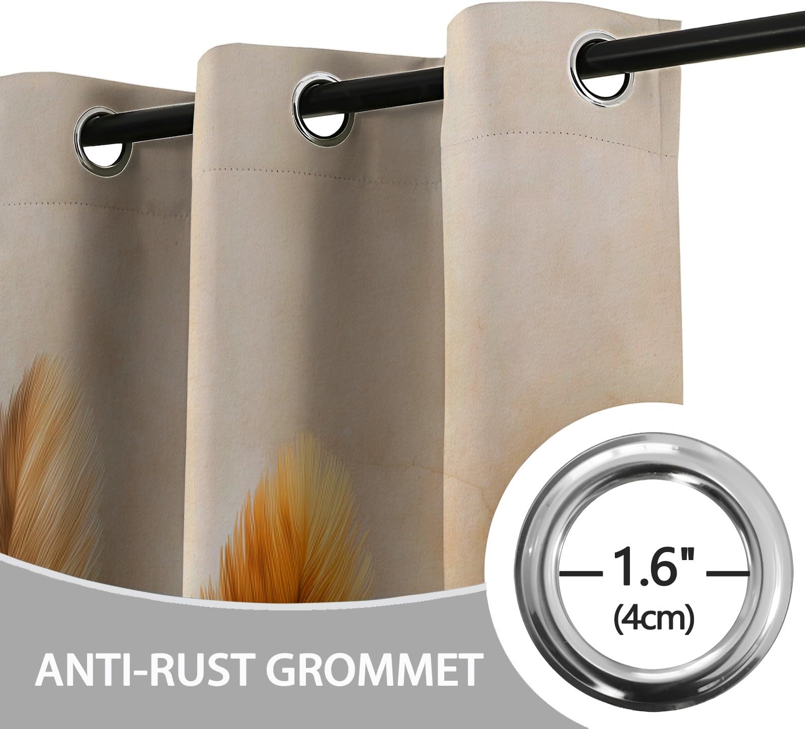 Tende oscuranti con texture di piume bohémien, 228 cm, multicolore con isolamento termico, con occhielli, per camera da letto e soggiorno, 2 pannelli, totale 234 x 229 cm (larghezza x