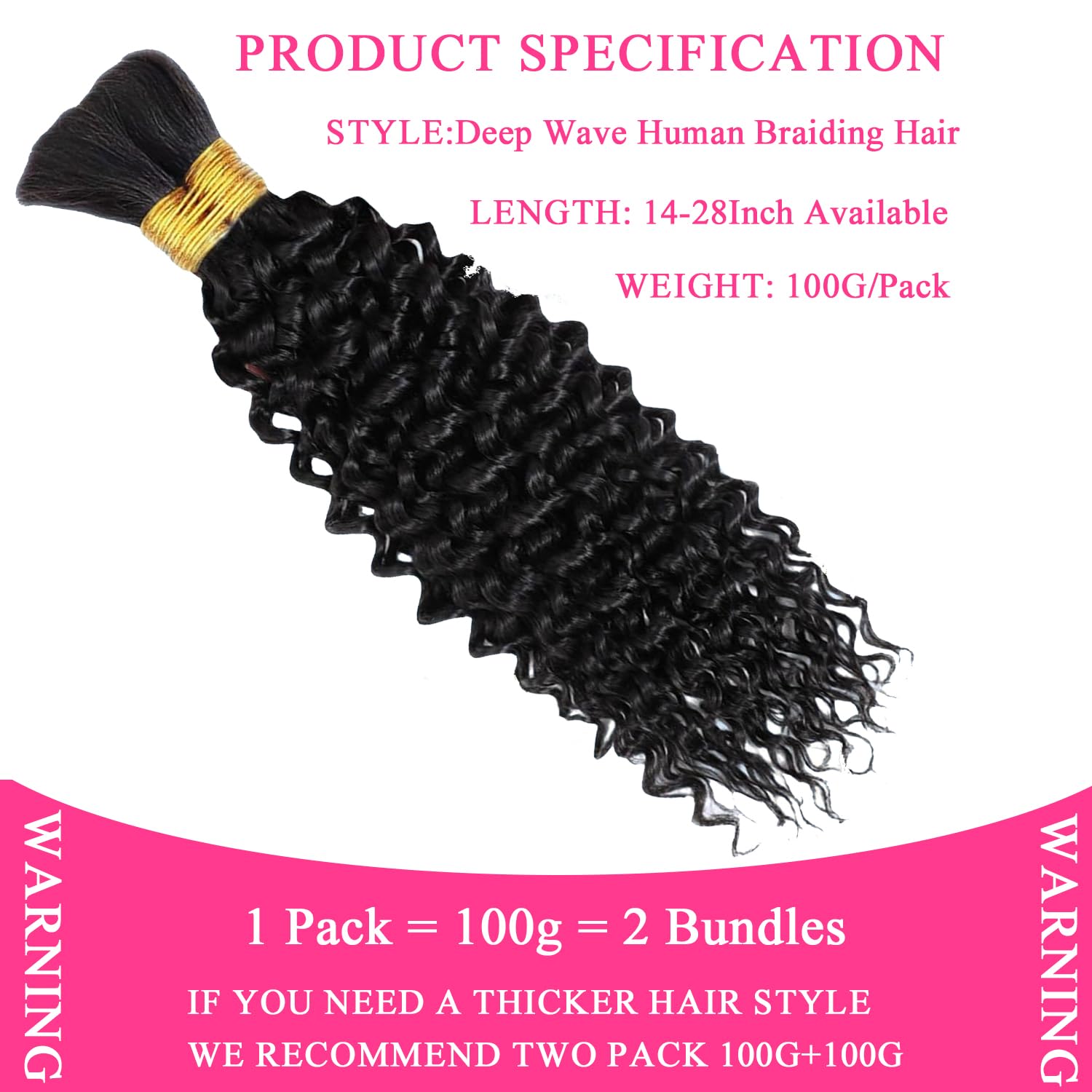 Amazon.com : 16Inch 2 Bundles 100g Deep Wave Bulk Curly 