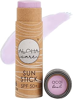 Aloha Sun Stick SPF 50+ | Protector solar mineral teñido para el surf | Tubo de papel ecológico (Lila)