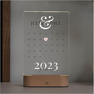 Geschenkfreude Acrylglas personalisiert mit Kalender - 20x15cm - Valentinstagsgeschenk für Ihn und Sie - personalisierte Geschenke Weihnachten - Geschenke für Paare zu Weihnachten