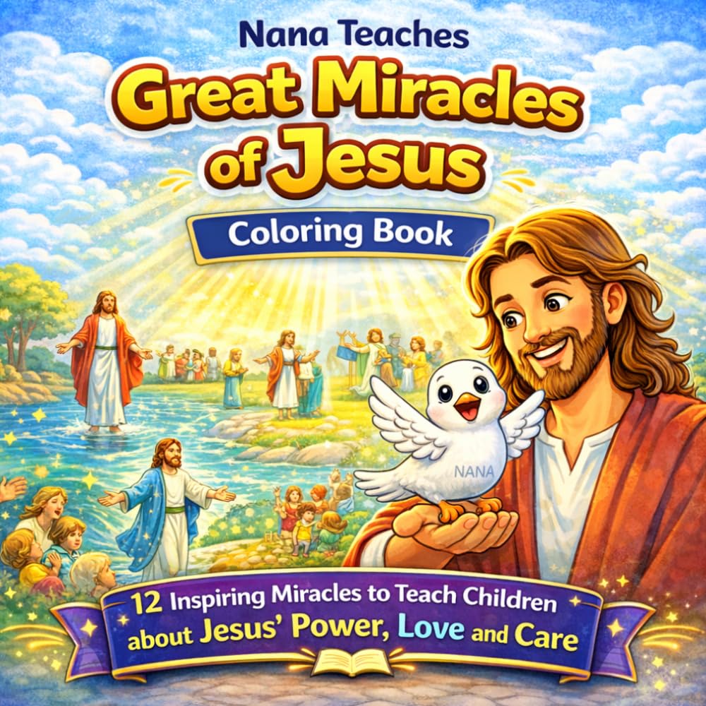 Nana Teaches: Great Miracles of Jesus: A Christian Coloring and Activity Book for Kids: 12 Inspiring Miracles to Teach Children that Jesus Loves and Cares for Them