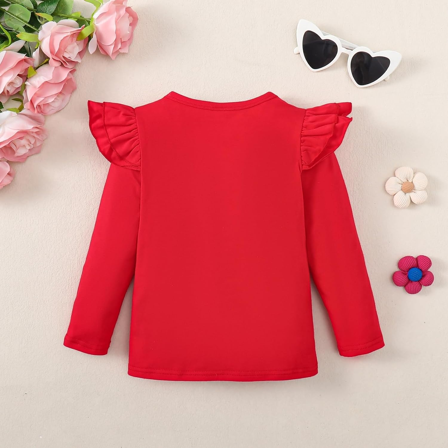 12M-14Y Toddler Baby Girls T Shirt Solid Color Blouse Ruffle Top Cotton Casual Tees Plain Shirt - Image 2