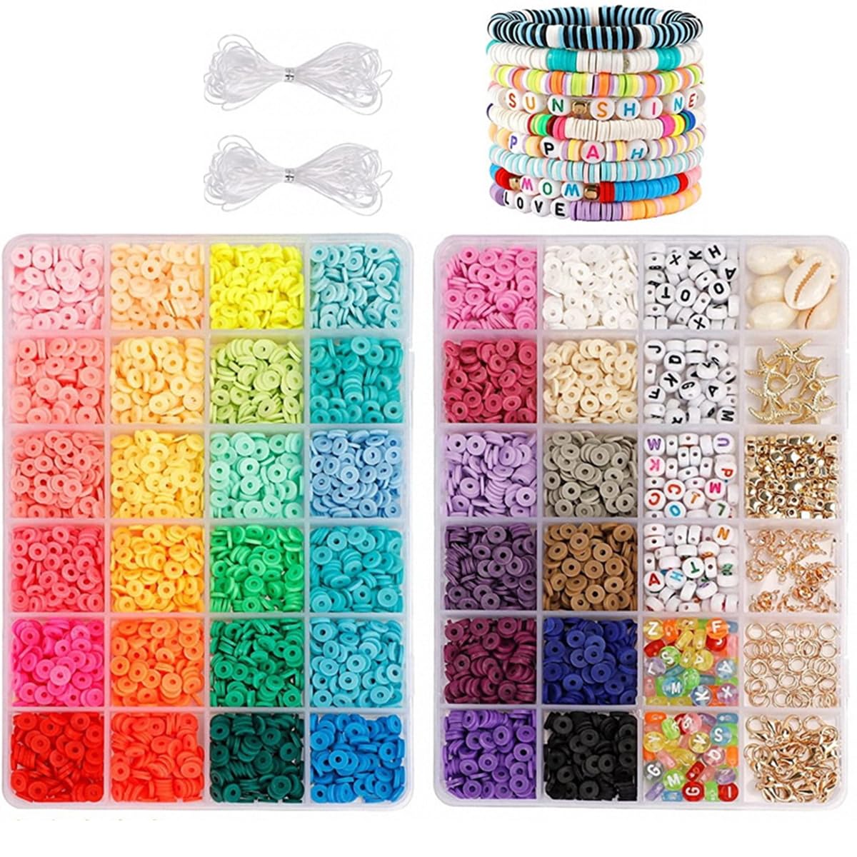 DIY K per creazione di gioielli con 24 griglie include perle di vetro , righe perline per Braccialetti , collane , grande regalo di compleanno | SHEIN ALIA