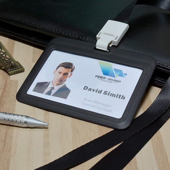 2 Sets Horizontal ID Badge Card Holder Employee School Student Name Card Holder