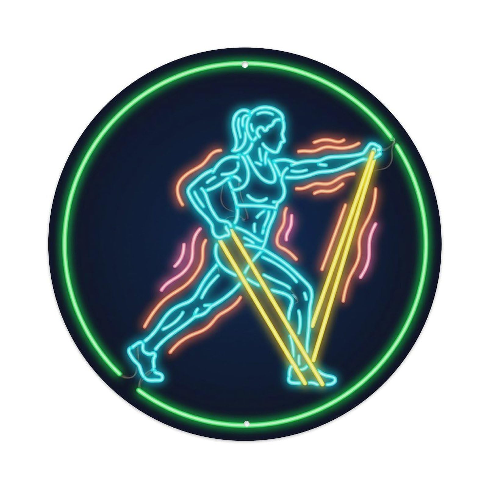 Vintage Faux Neon Gym Retro Bodybuilding Bands Metal Tin Sign