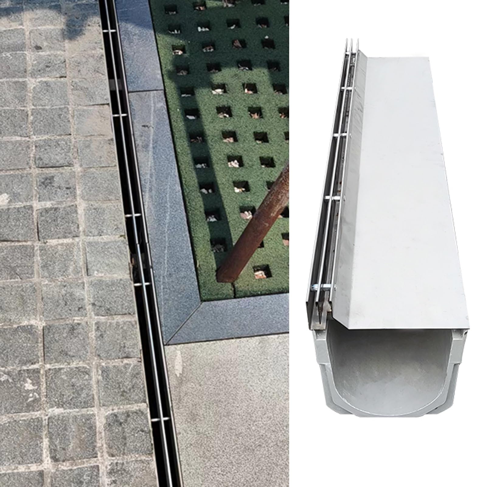 Grilles de drainage en acier inoxydable pour l'architecture des cours et places