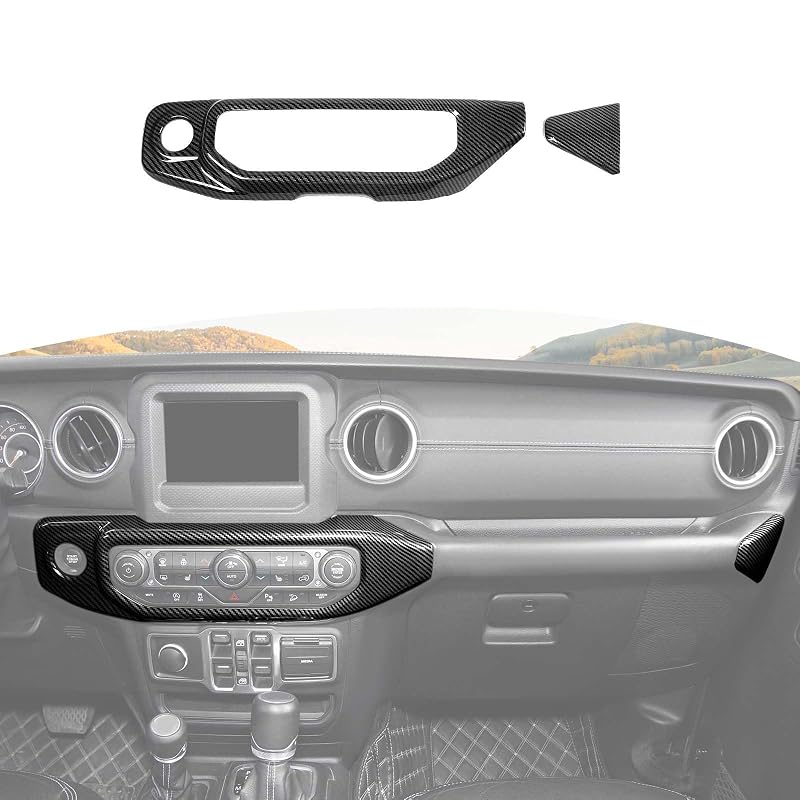 Capa de acabamento do painel central do ar-condicionado em ABS estilo fibra de carbono RT-TCZ para Jeep Wrangler JL JLU e Gladiator JT 2018–2023