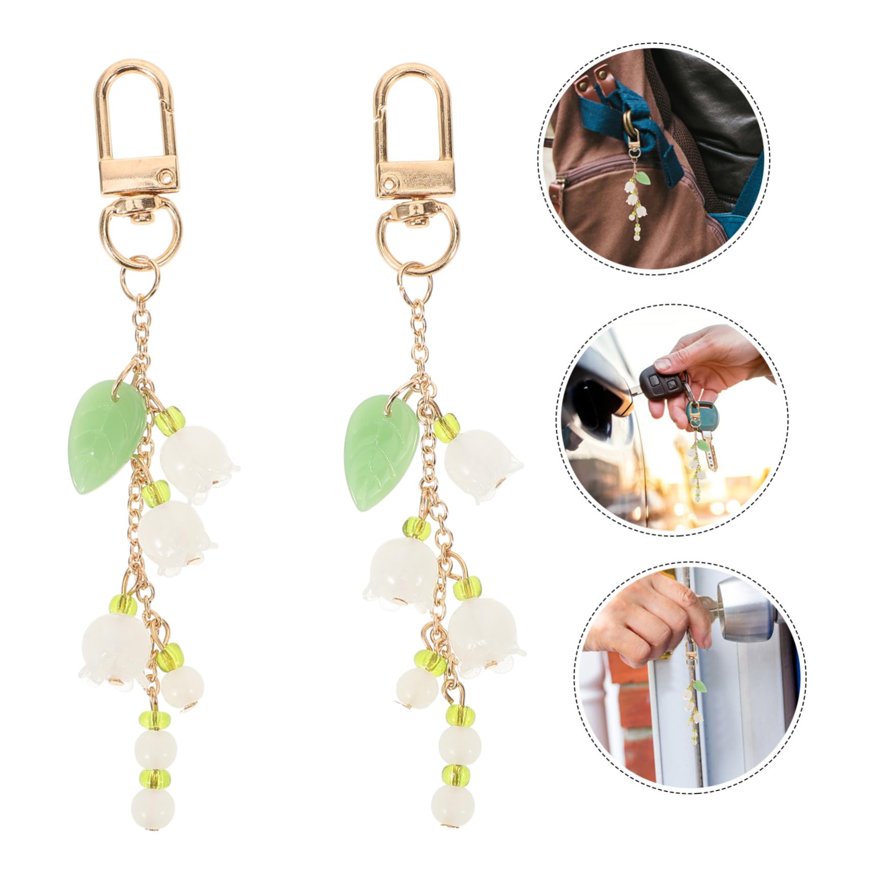Yardwe Portachiavi con Fiore di mughetto Portachiavi Floreale Simpatici Portachiavi Ciondolo Carino per Borsa Borse Gioielli Moda modà Portachiavi Carino Ciondolo Chiave Acrilico