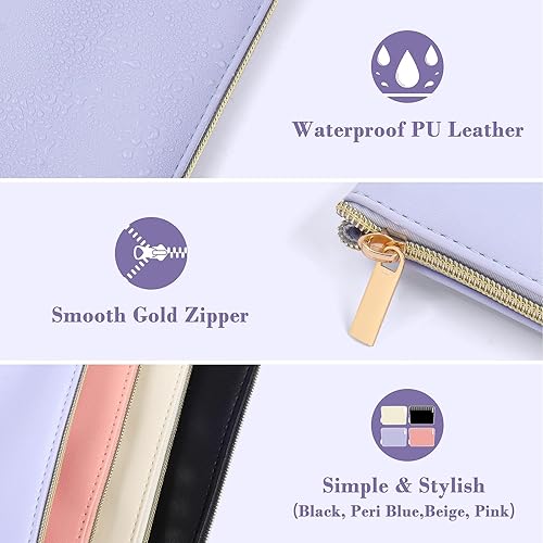 Miniatura 4 de ChicVessel Bolsa de maquillaje impermeable de cuero PU bolsa de maquillaje, 2 estilos-muy azul, Bolsas de maquillaje de 2 estilos con bolsillo