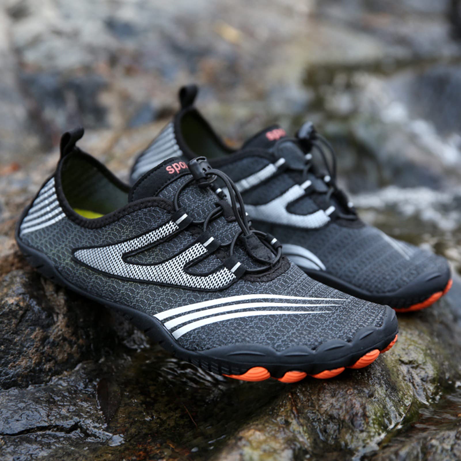 Zapatos Acuáticos Hombres Y Mujeres Sudan Descalzos, Bucean En La Playa, Nadan, Surfean Y Caminan Yoga En El Agua.(47 EU, Black)