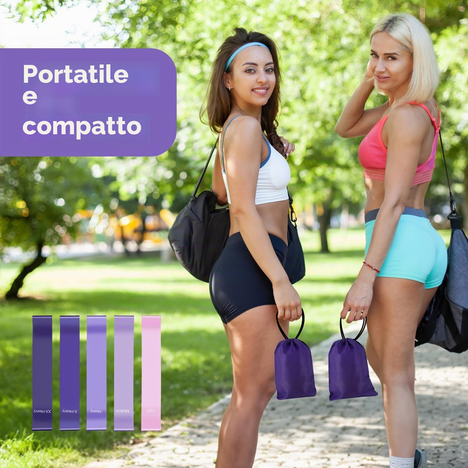 Fokky Elastici Fitness (Set di 5), Bande di Resistenza Fitness con 5 Livelli di Resistenza, Fasce Elastiche Fitness per Crossfit, Yoga, Pilates, Squats, Lunges, Stretching, Allenamento di Forza
