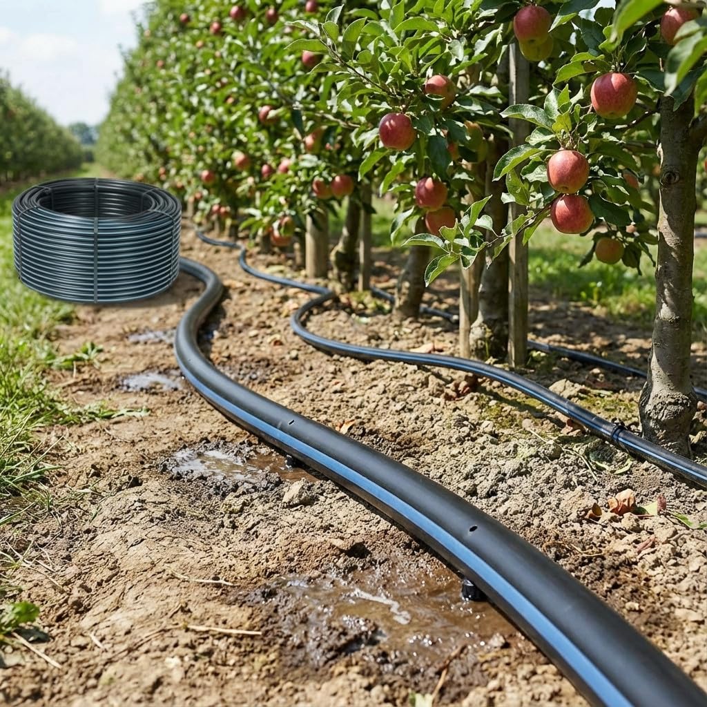 Suinga Tubo di Irrigazione a Goccia 16 mm | Gocciolatori Autocompensanti Ogni 75 cm | Rotolo da 400 Metri Nero