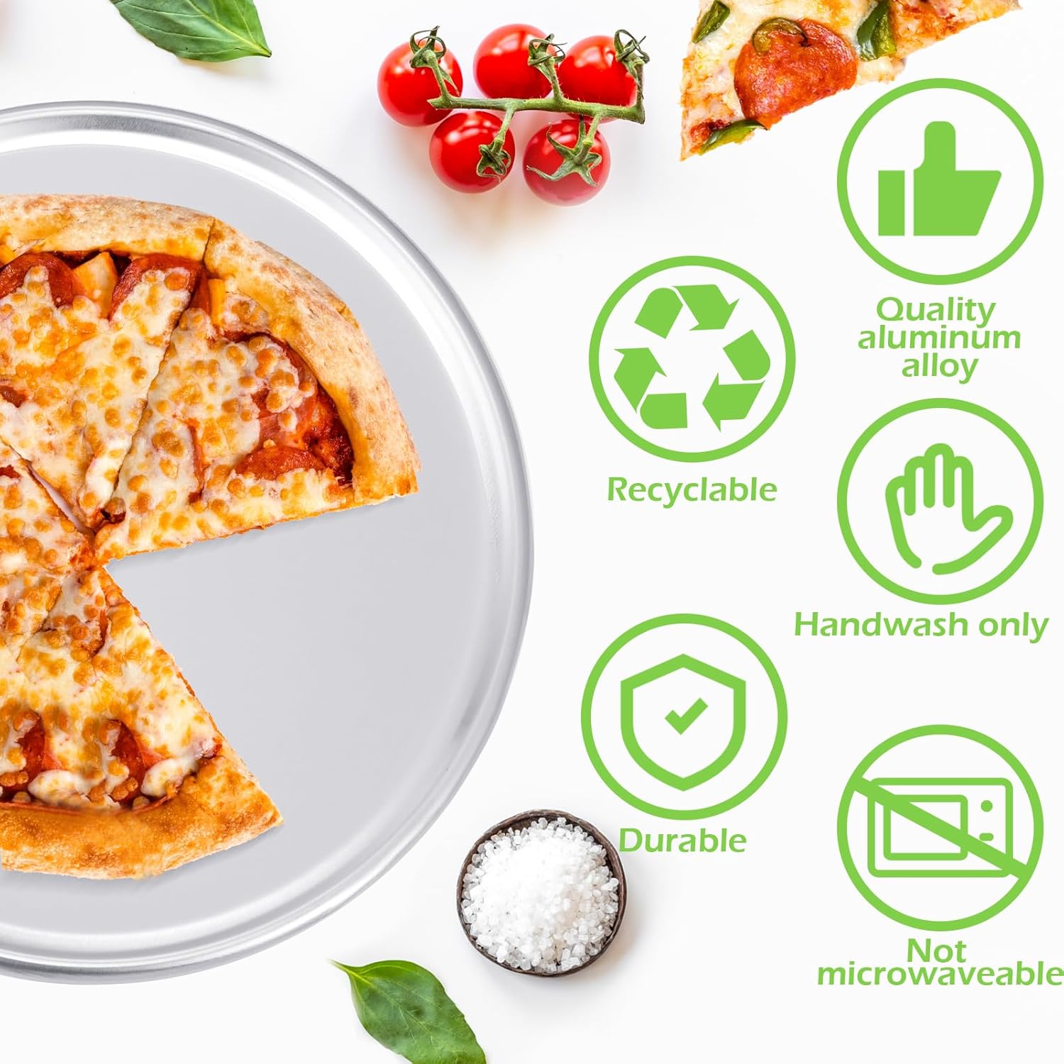 Rtteri 12 Pcs Pizza Pan Bulk Restaurant Aluminum Pizza Pan Set Round Pie Cake Plate Rust Free Cake Tray for Oven Baking Home Kitchen Restaurant Easy Clean (14 Inch)