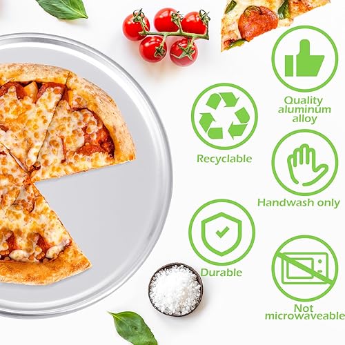 Miniatura 3 de Juego de 12 moldes para pizza a granel de aluminio para pizza, platos redondos para tartas, bandeja para pasteles libre de óxido para horno,