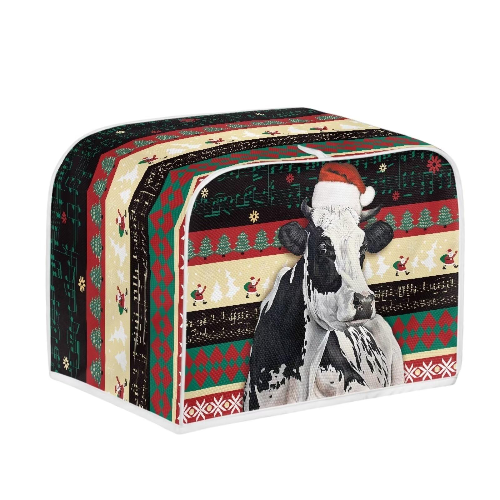 JSLXYYBQ Christmas Cow Print Toaster Cover 2 Slice, Kitchen Appliance Decorative Dustproof Chicken Pattern Bread Maker Cover Women Gift