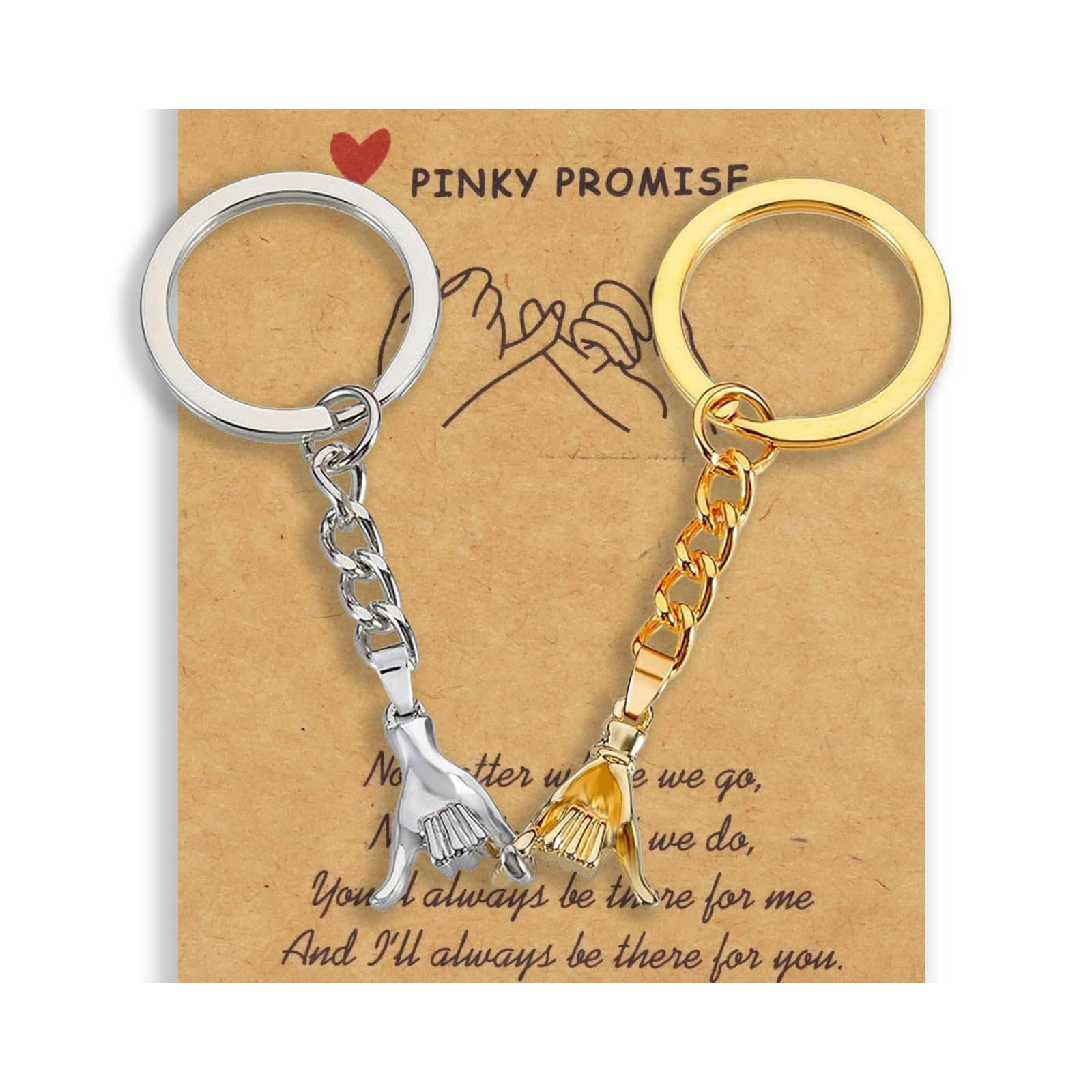 Yabgkgagnan No 2Pcs Matching Couple Keyring Pinky Promise Hand Design His And Hers Birthday Anniversary Valentines Gifts For Boyfriend Girlfriend I Love You With Card Steel Gold