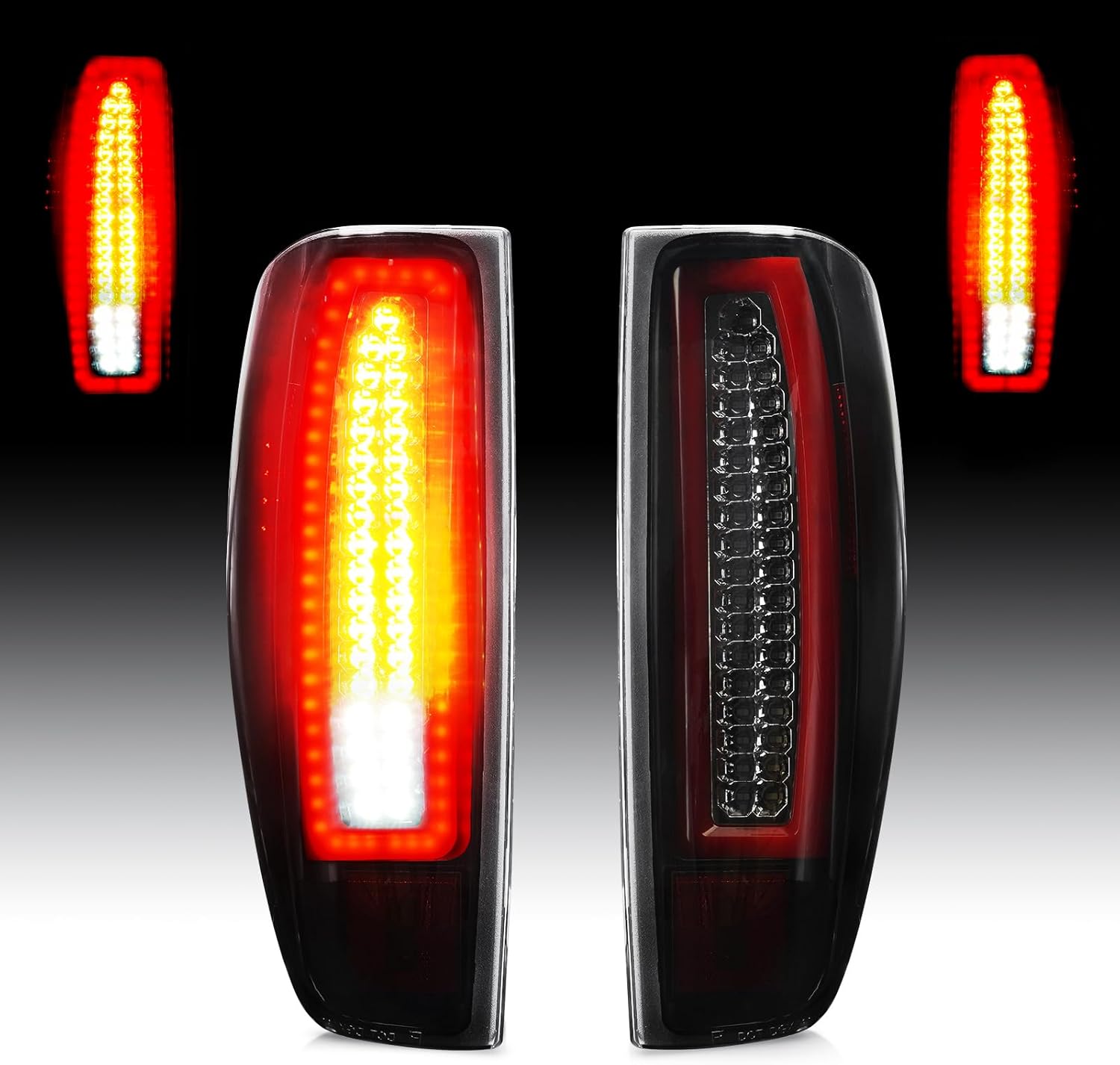 Tail Light [LED Kit] Fit for Chevy Colorado 2004-2012, for GMC Canyon 2004-2012 Pickup, LED Tube Rear Brake Lamp Taillight Assembly Chrome Housing Smoked Lens