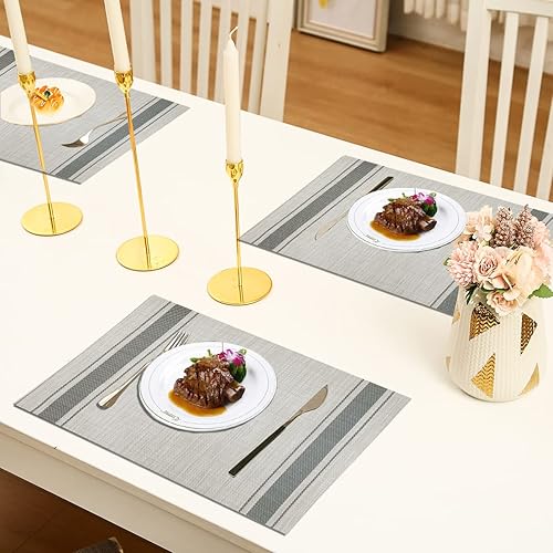 Miniatura 6 de DACHUI manteles individuales resistentes al calor, contra manchas, no se deslizan, lavable, de PVC, manteles individuales tejidos de vinilo