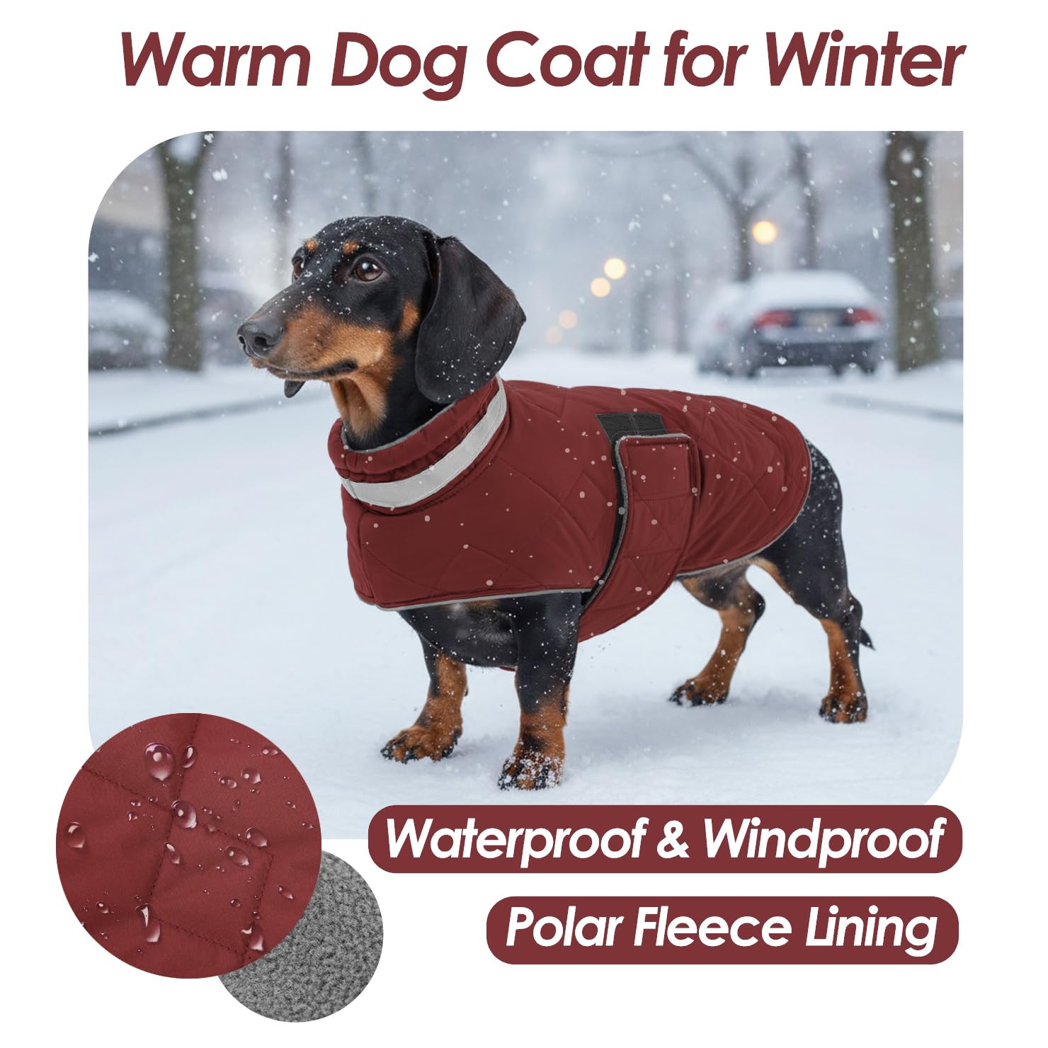 ASENKU Cappotto Impermeabile per Cane Invernale, 2XL Cappottino per Cani di Taglia Grande, Giacca Invernale Foderata in Lana Riflettente, Cappotti e giubbotti per Cani Chiusura Regolabile