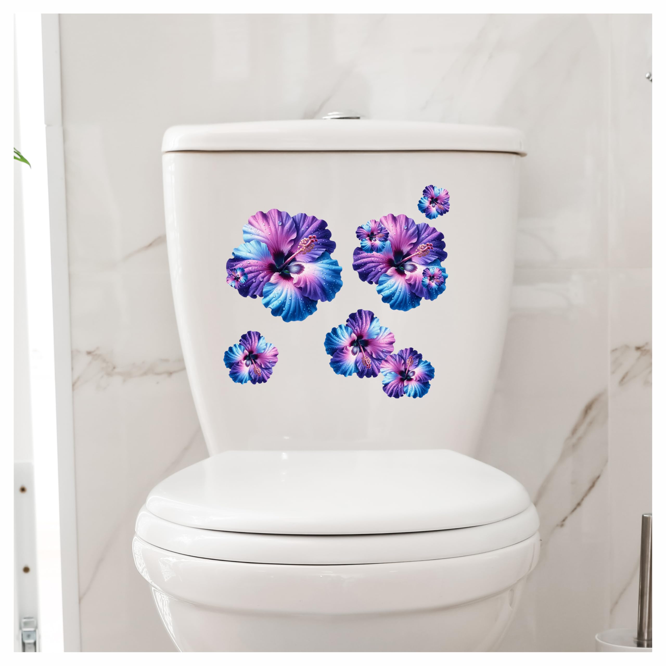 x8 Adesivi in Vinile con Fiori di Ibisco Neon, Decalcomania Floreale Copri Segni, Multiuso Ideale per Bidoni, Auto, Laptop, Bici, Parete, Pattumiera. Camper e Altro. Resistente alle Intemperie e