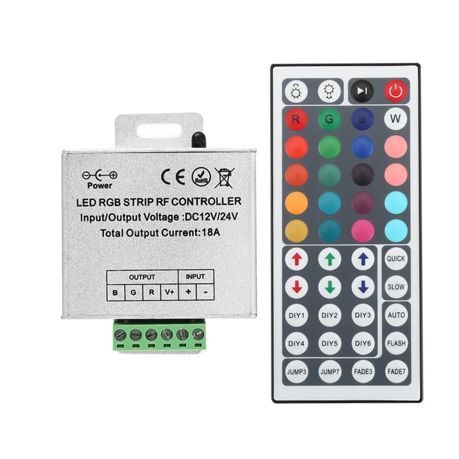 Il controller LED RGB è adatto for il telecomando for strisce luminose LED 12V 24V 18A 36A SMD 2835 5050 Controller for strisce luminose LED RGB(44 IR,36A 12-24V)