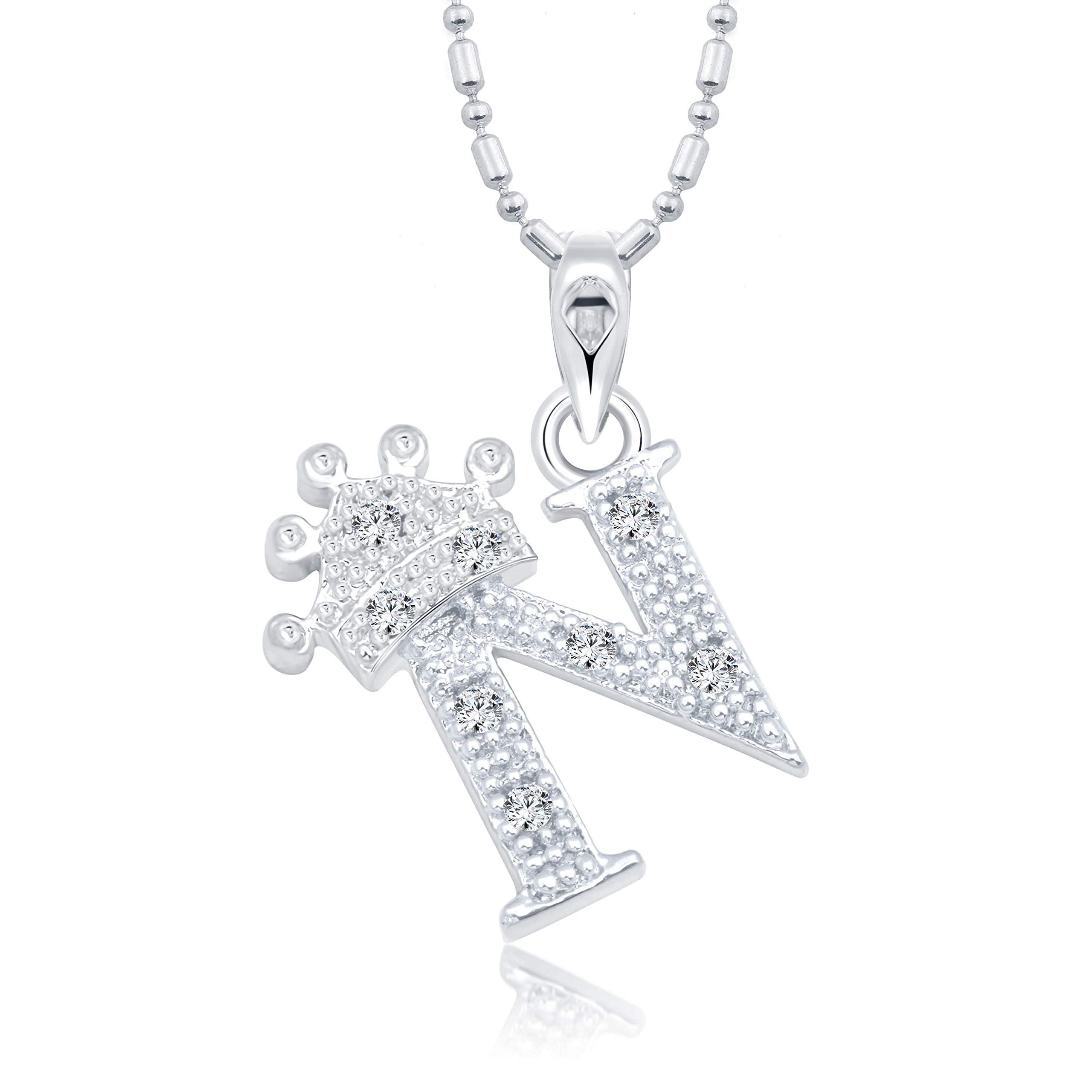 vfj vighnaharta fashion jewellery Vighnaharta Royal Crown 'N' Alphabet CZ Gold and Rhodium Plated Alloy Pendant for Men and Women -[VFJ1283PR]-picture-10