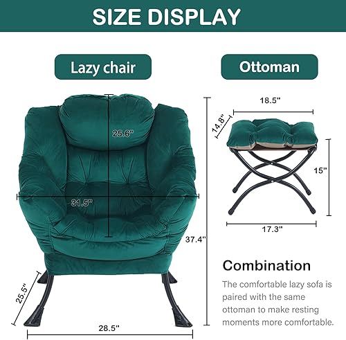 Miniatura 205 de Lita Silla relajada con otomana, tapizado ornamental, moderno de ocio, contemporáneo para lectura con reposabrazos, un bolsillo lateral para sala de