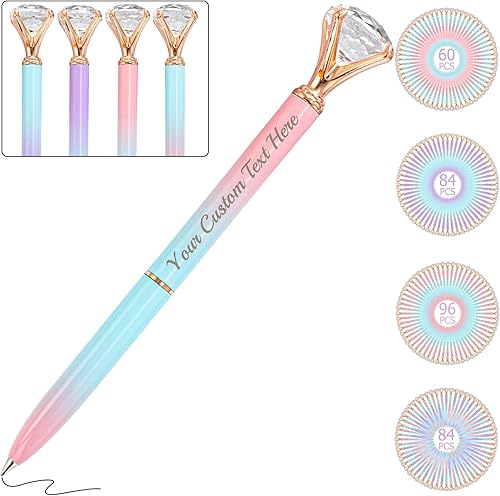 YAEILOV Bolígrafos personalizados con punta de lápiz capacitivo, bolígrafo de diamante con nombre grabado personalizado, grabado gratis, logotipo